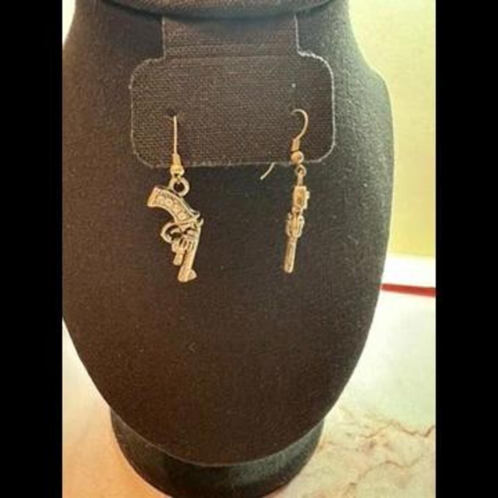 Vintage Revolver & Rifle Charm Earrings